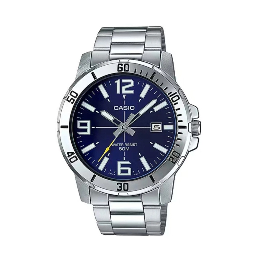 Casio MTP-VD01D-2BV Men's Enticer Stainless Steel Blue Dial Casual Sporty Watch